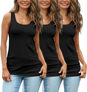 TAIPOVE Womens Extra Long Tunic Tank Tops Cotton Camisoles Basic Layering Sleeveless Undershirts 3 Pack