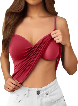 Tank Tops with Built in Bras for Women 2025 Camisole Shelf Bras Racerback Undershirts Summer Workout Padded Cami Tube Tops