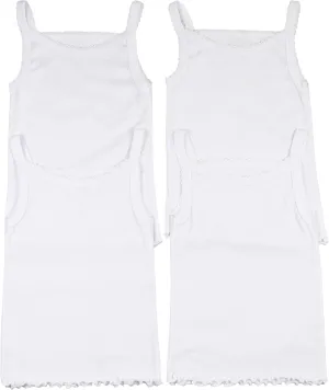 ToBeInStyle Girl's 4 Pack Ruffle Hem Spaghetti Strap Tank Tops