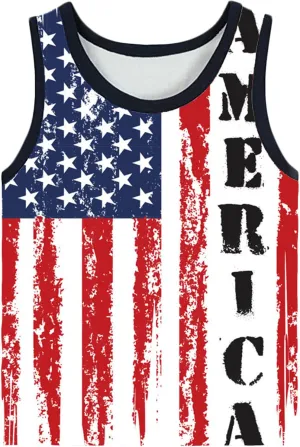 Toddler Boy Girl 4th of July Tank Cotton Kids American Flag Shirts Patriotic Outfit Independence Day Tees Top