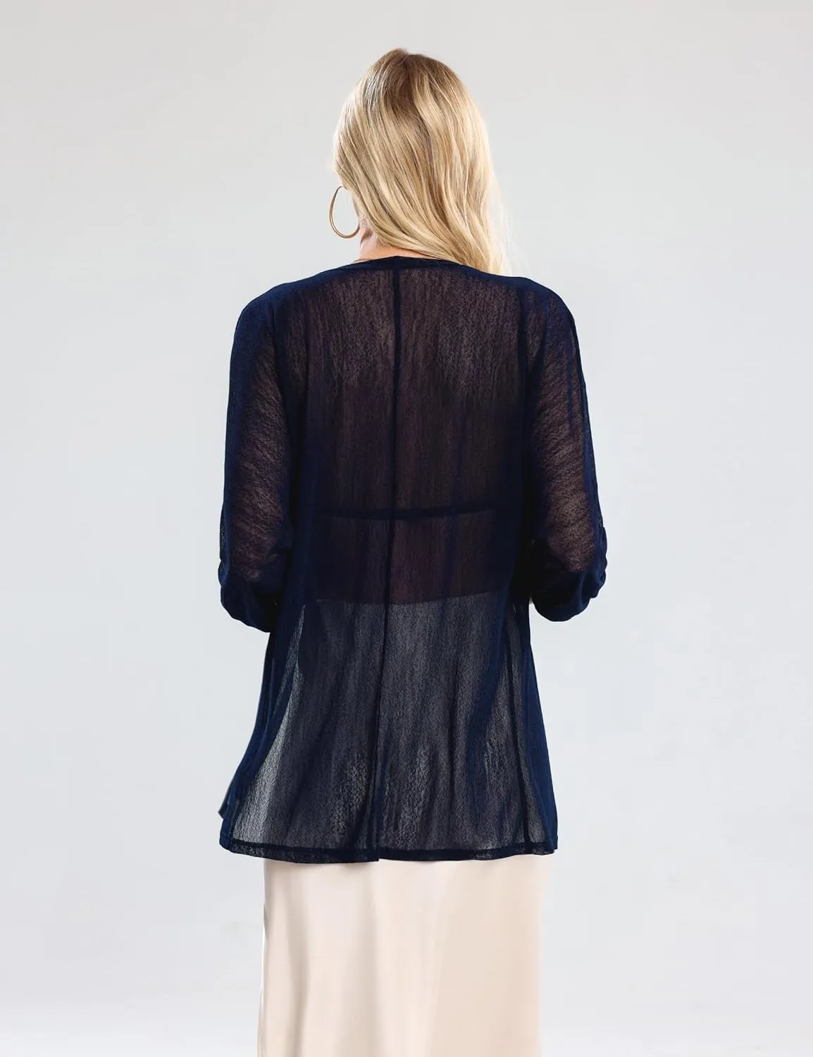 Totatuit Women Long Sleeve Lightweight Sheer Cardigans Kimonos Casual Loose Open Front Beach Cover Ups