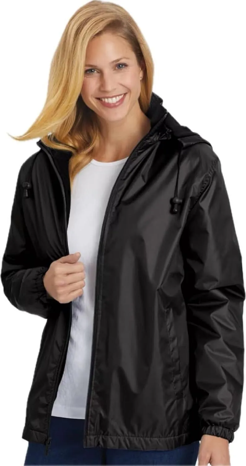 totes Women Rain Jacket with Hood Rain Coat for Women Waterproof Womens Coats, Black, Medium