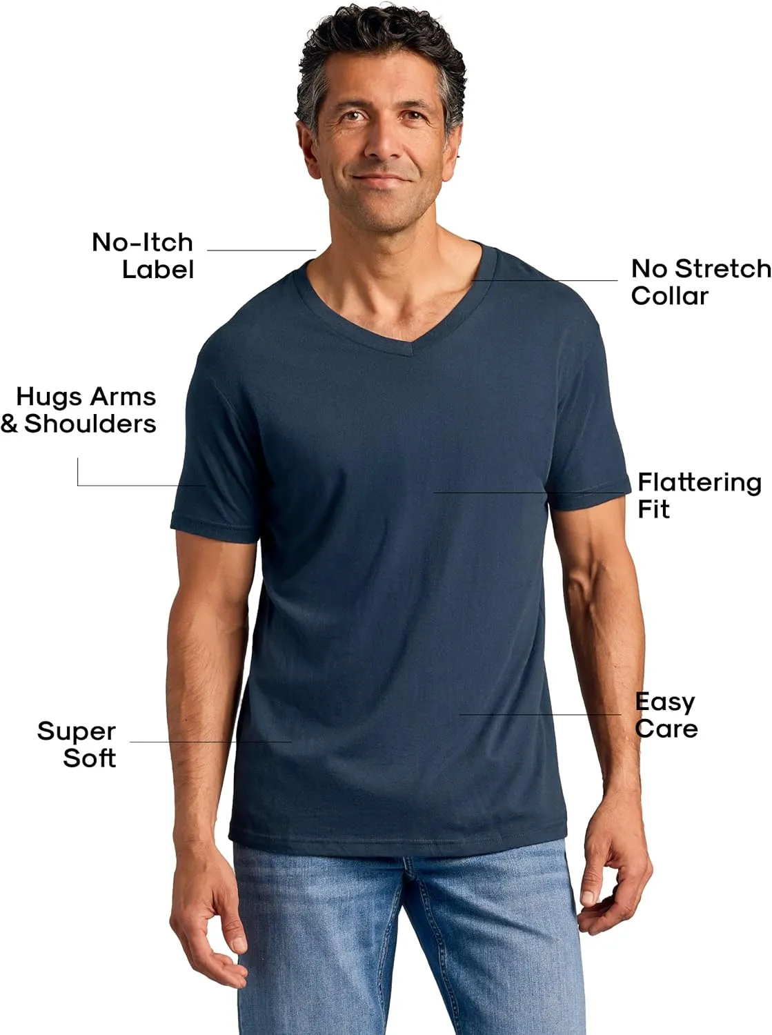 True Classic Mens V Neck T Shirts  Soft, Fitted Undershirts for Men Pack  Mens Undershirts  Cotton Blend, Tag-Free