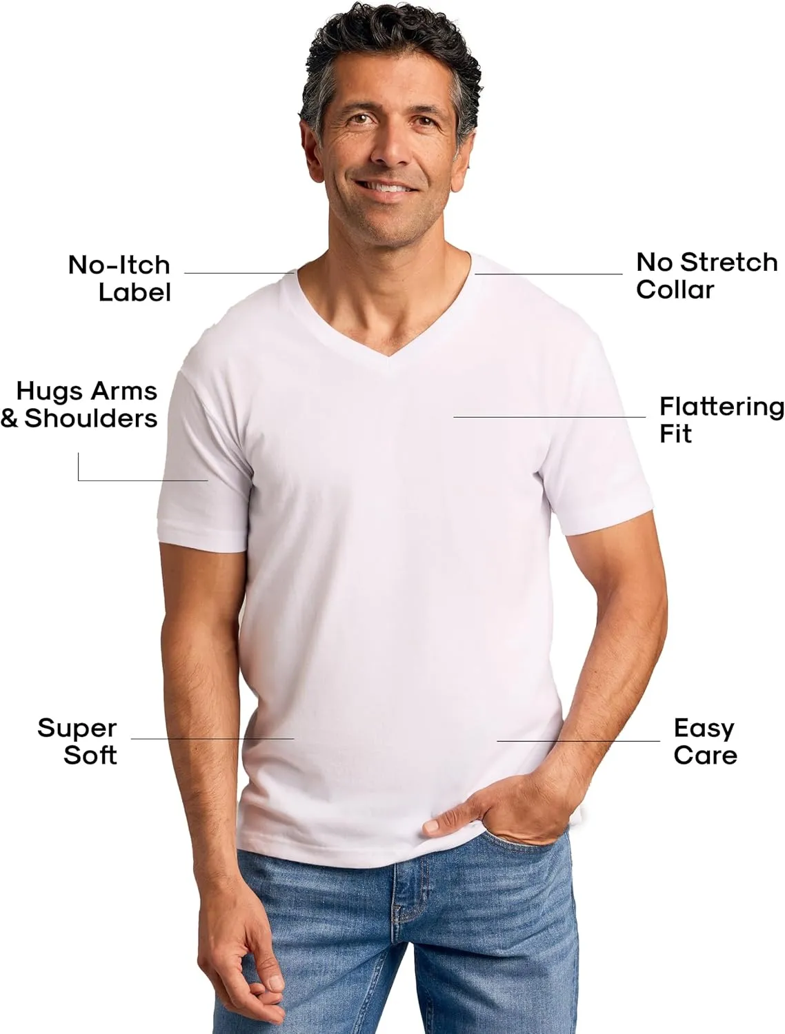 True Classic Mens V Neck T Shirts  Soft, Fitted Undershirts for Men Pack  Mens Undershirts  Cotton Blend, Tag-Free