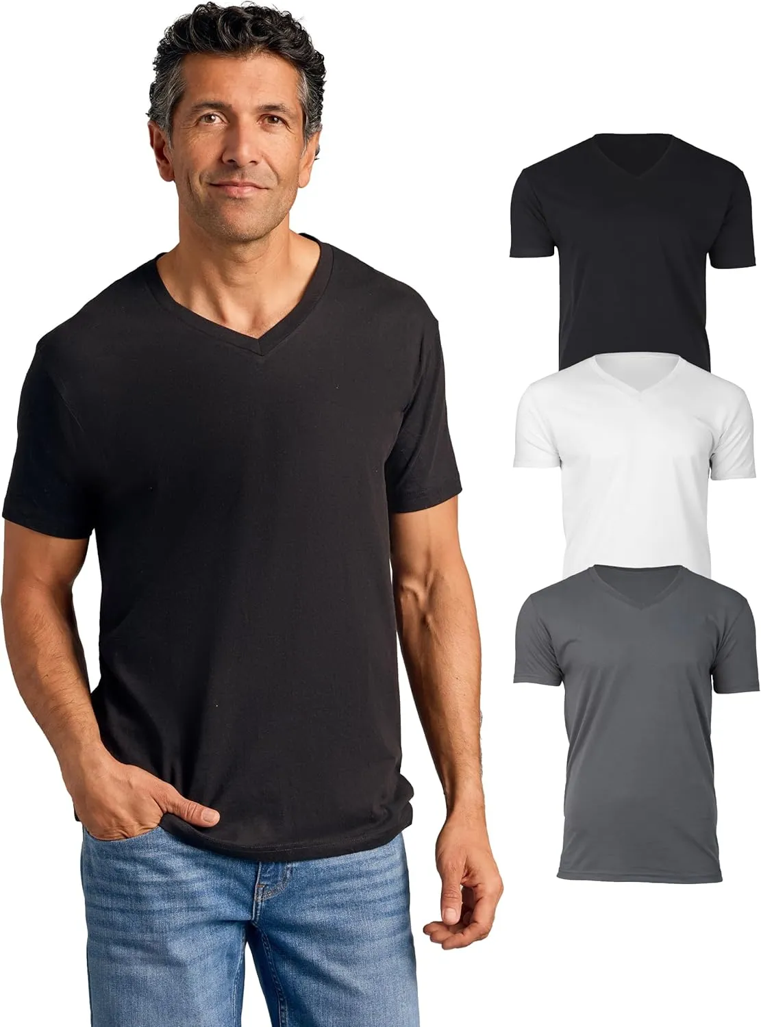 True Classic Mens V Neck T Shirts  Soft, Fitted Undershirts for Men Pack  Mens Undershirts  Cotton Blend, Tag-Free