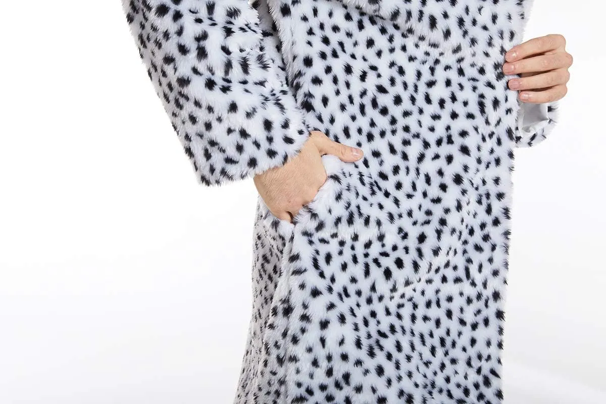 UMREN Mens Warm Leopard Faux Fur Coats Jacket Long Luxury Overwear Parka Cardigans