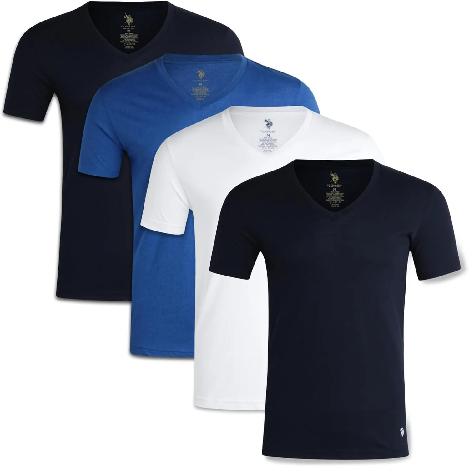 U.S. Polo Assn. Men's Undershirts - 4 Pack V Neck Undershirts for Men (S-XL)