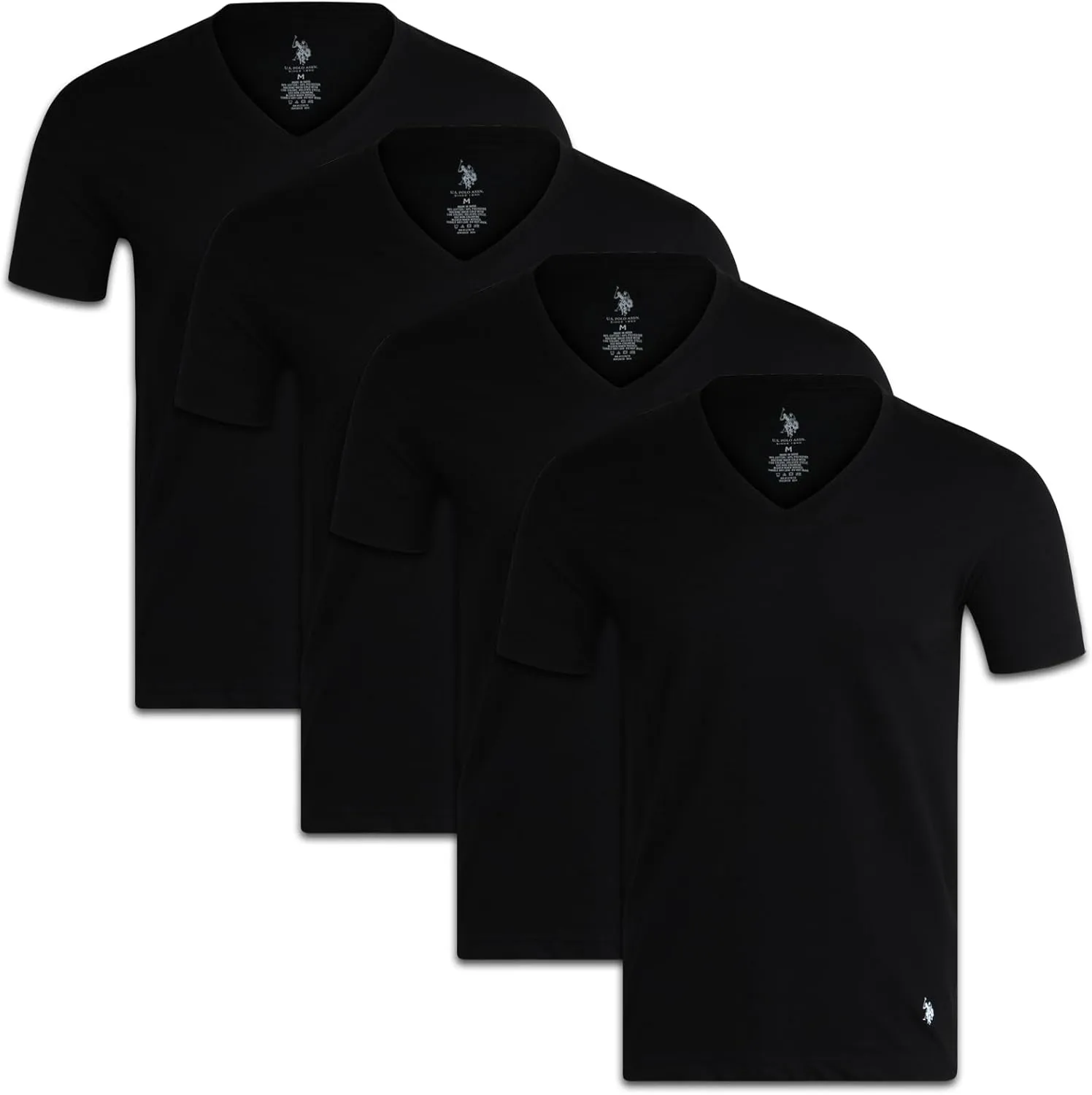 U.S. Polo Assn. Men's Undershirts - 4 Pack V Neck Undershirts for Men (S-XL)