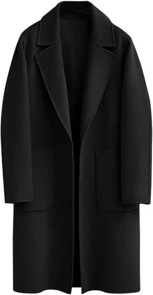 utcoco Womens Overcoat Fall Winter Notch Lapel Long Woolen Trench Coats with Pockets