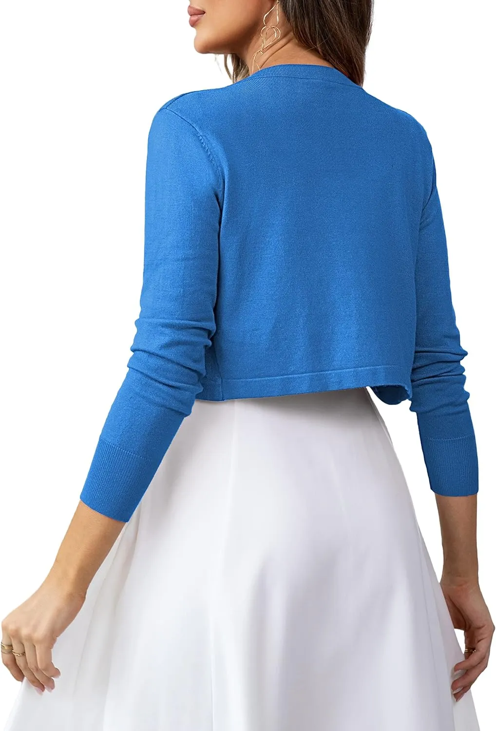 U.Vomade Women's Cropped Cardigan Bolero Shrug Open Front Sweater Long Sleeve S-1X