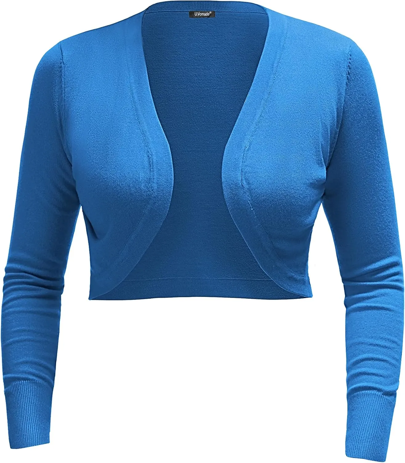 U.Vomade Women's Cropped Cardigan Bolero Shrug Open Front Sweater Long Sleeve S-1X