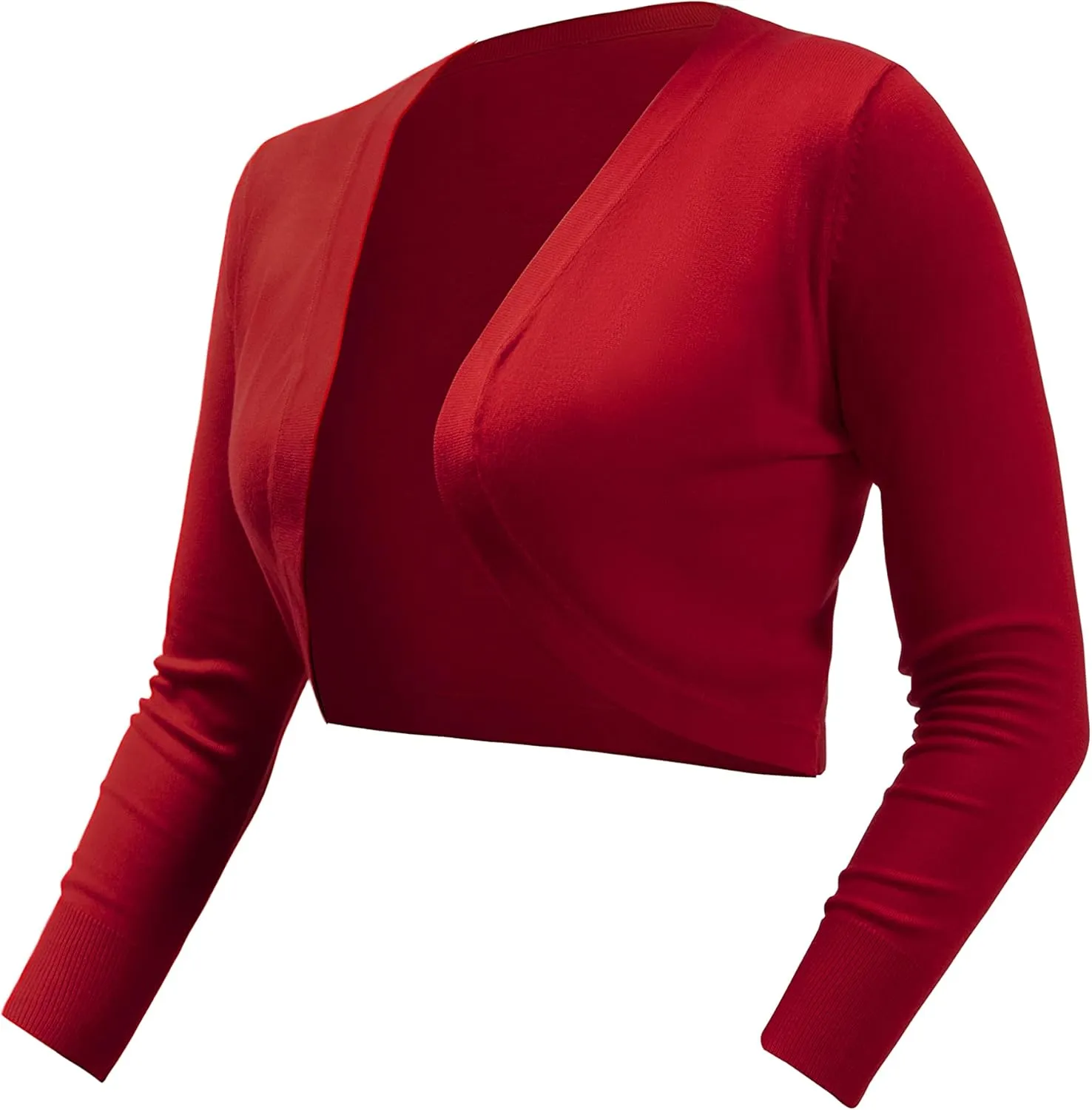 U.Vomade Women's Cropped Cardigan Bolero Shrug Open Front Sweater Long Sleeve S-1X