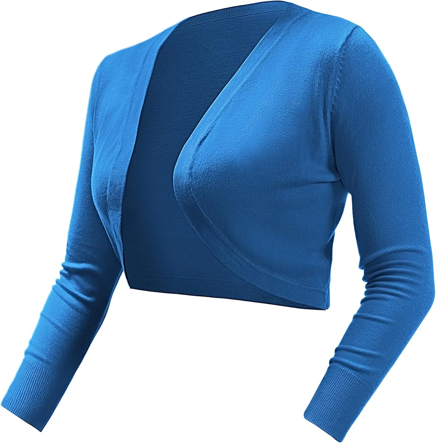 U.Vomade Women's Cropped Cardigan Bolero Shrug Open Front Sweater Long Sleeve S-1X