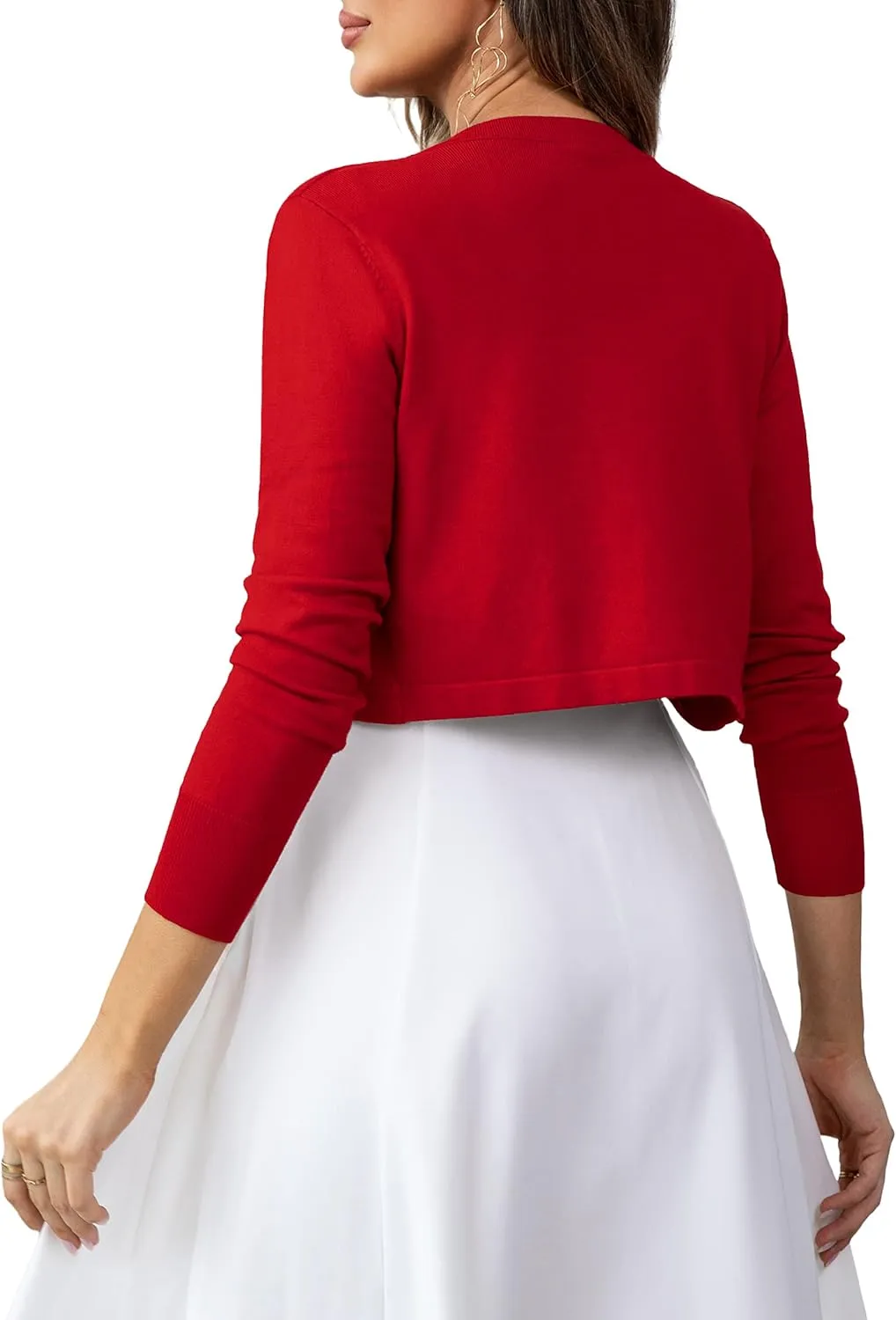 U.Vomade Women's Cropped Cardigan Bolero Shrug Open Front Sweater Long Sleeve S-1X