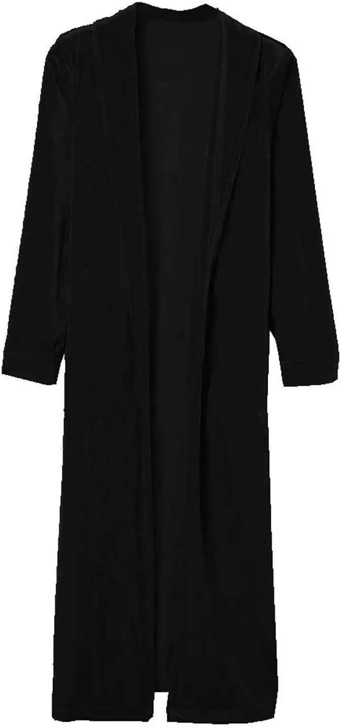Velvet Cardigan for Women Casual Open Front Long Sleeve Lapel Collar Blazer Jackets Lightweight Long Trench Coats