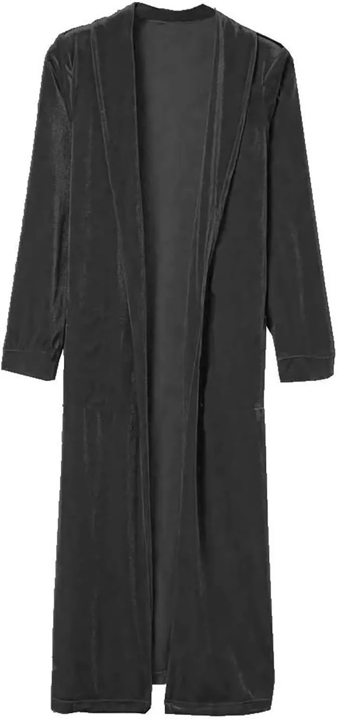 Velvet Cardigan for Women Casual Open Front Long Sleeve Lapel Collar Blazer Jackets Lightweight Long Trench Coats