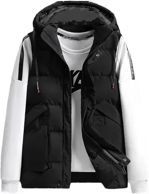Vest Jacket For Men Sleeveless Jacket With Hood Men Clothing Cotton Padded Coats Men Outwear Clothes