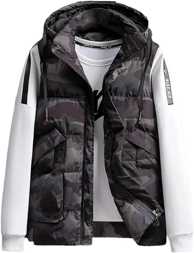 Vest Jacket For Men Sleeveless Jacket With Hood Men Clothing Cotton Padded Coats Men Outwear Clothes
