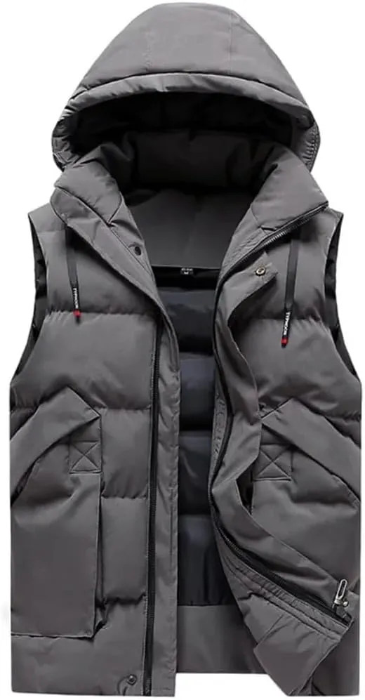 Vest Jacket For Men Sleeveless Jacket With Hood Men Clothing Cotton Padded Coats Men Outwear Clothes