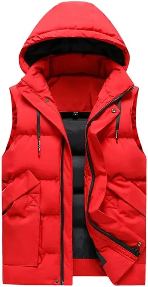 Vest Jacket For Men Sleeveless Jacket With Hood Men Clothing Cotton Padded Coats Men Outwear Clothes