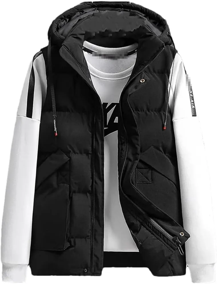 Vest Jacket For Men Sleeveless Jacket With Hood Men Clothing Cotton Padded Coats Men Outwear Clothes