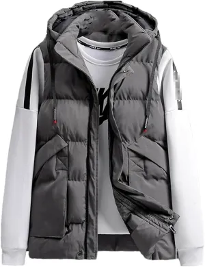 Vest Jacket For Men Sleeveless Jacket With Hood Men Clothing Cotton Padded Coats Men Outwear Clothes