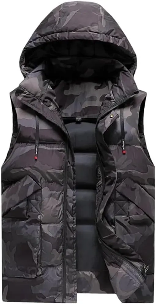 Vest Jacket For Men Sleeveless Jacket With Hood Men Clothing Cotton Padded Coats Men Outwear Clothes