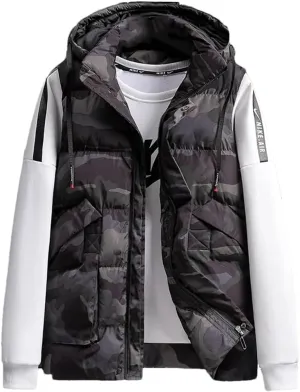 Vest Jacket For Men Sleeveless Jacket With Hood Men Clothing Cotton Padded Coats Men Outwear Clothes