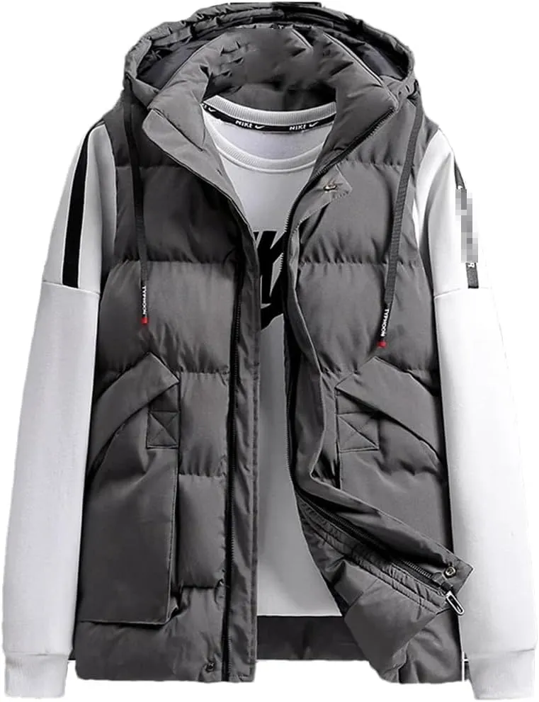 Vest Jacket For Men Sleeveless Jacket With Hood Men Clothing Cotton Padded Coats Men Outwear Clothes