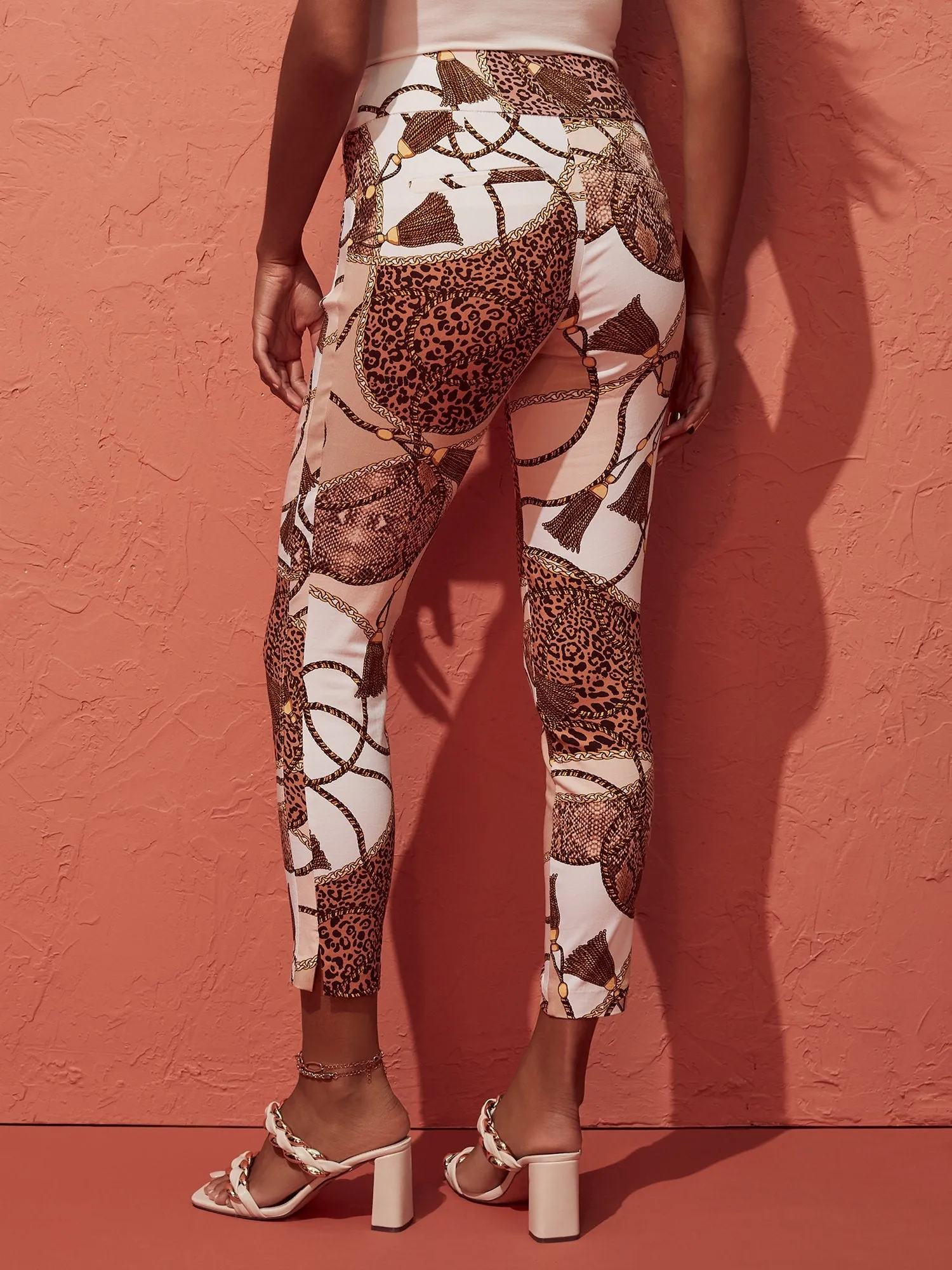 Whitney High-Waisted Pull-On Slim-Leg Ankle Pant - Scarf-Print