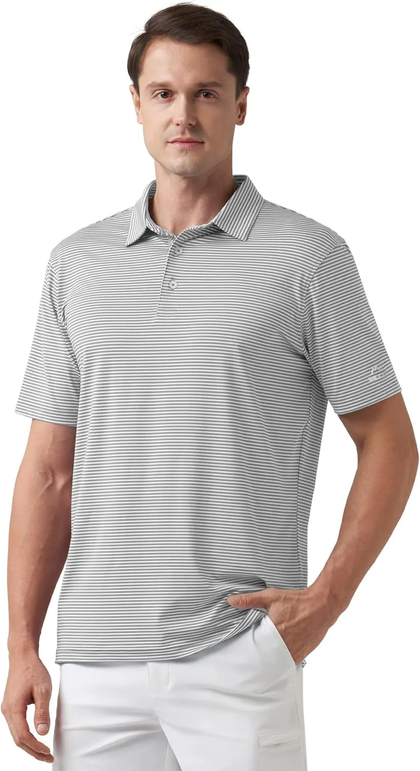 Willit Men's Golf Polo Shirts Short Sleeve Striped Performance Moisture Wicking