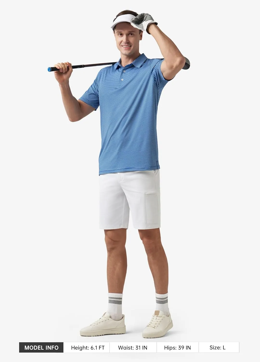 Willit Men's Golf Polo Shirts Short Sleeve Striped Performance Moisture Wicking