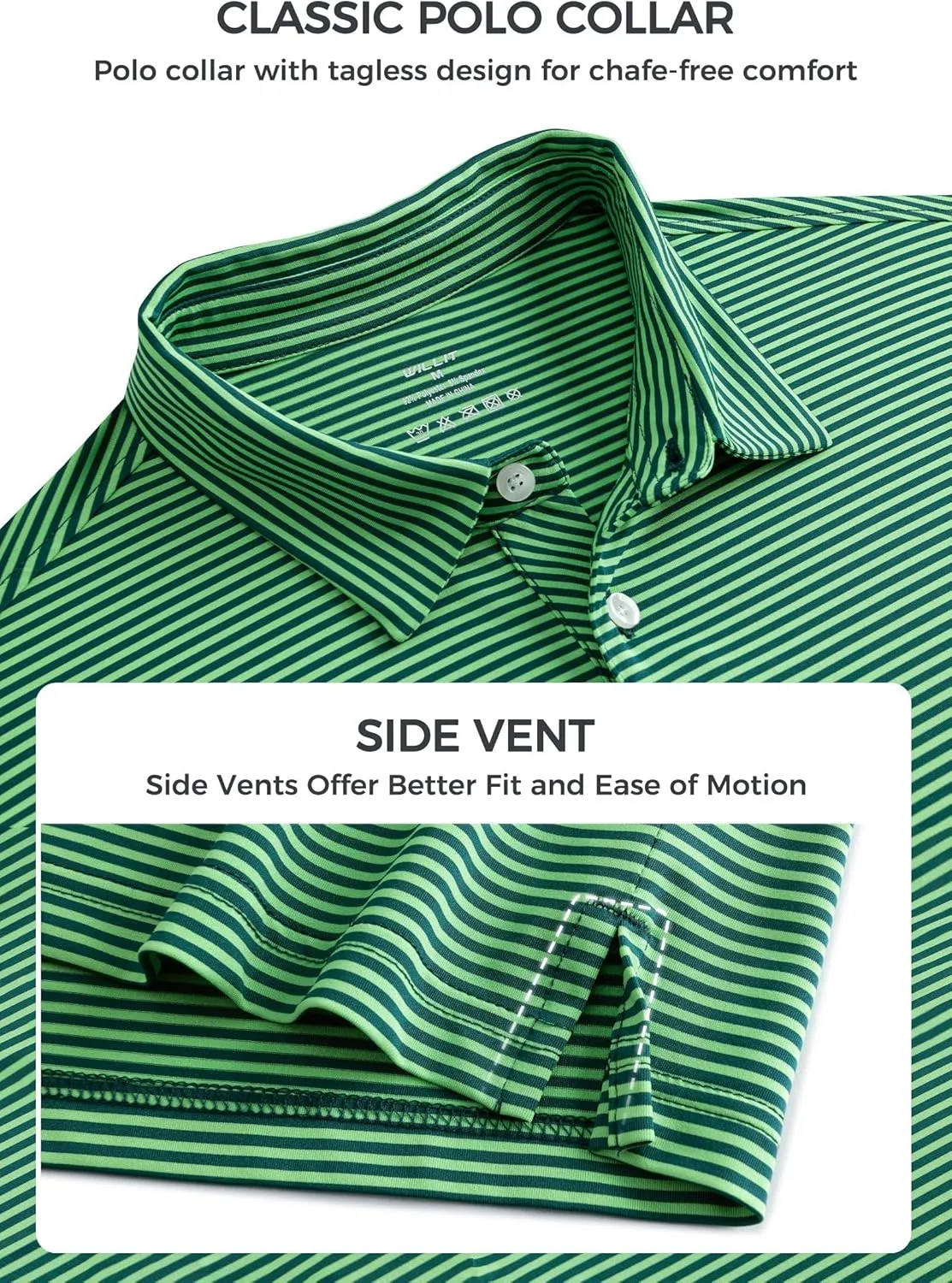 Willit Men's Golf Polo Shirts Short Sleeve Striped Performance Moisture Wicking