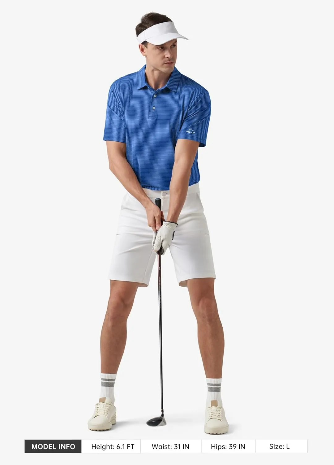 Willit Men's Golf Polo Shirts Short Sleeve Striped Performance Moisture Wicking