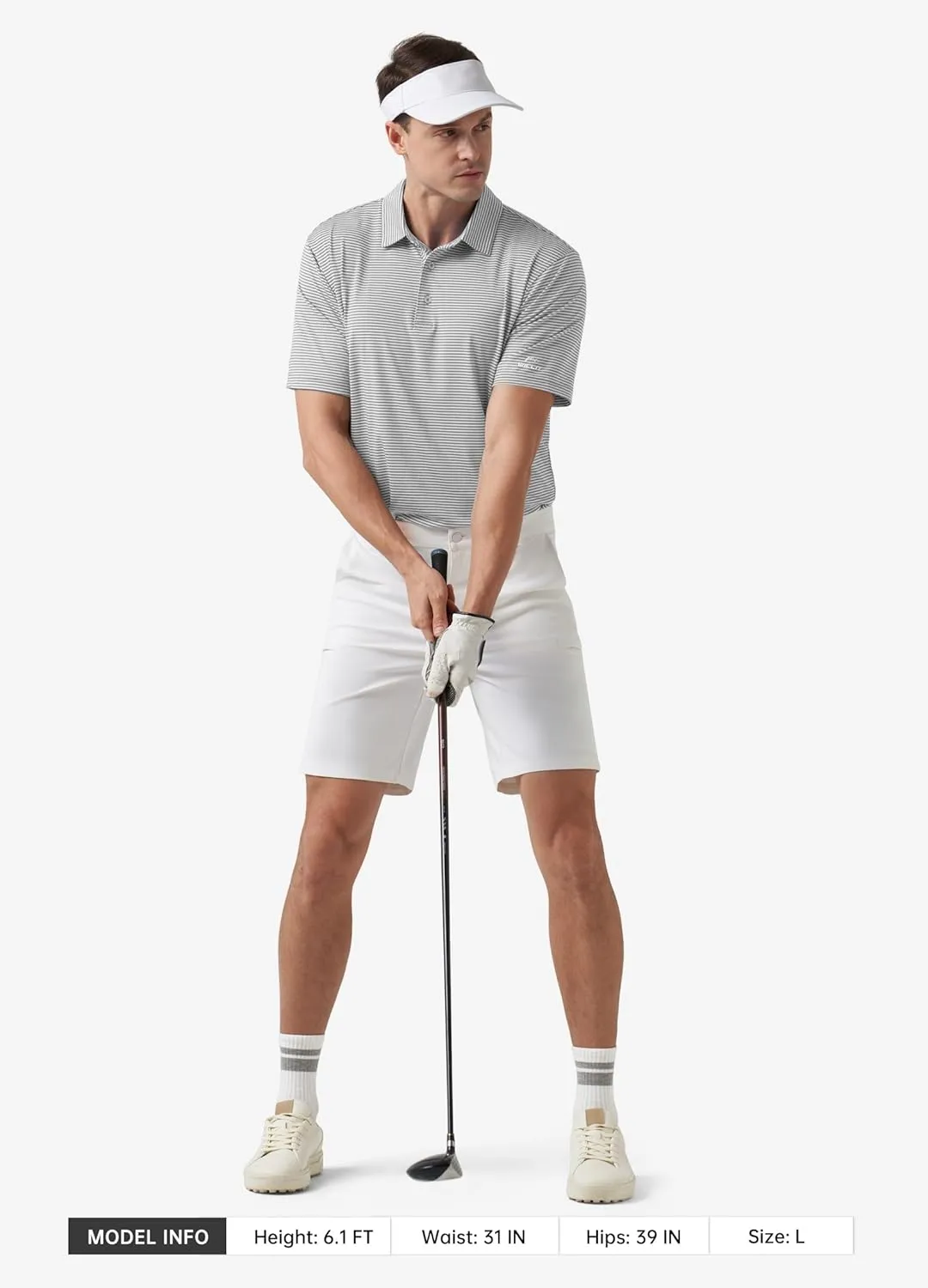 Willit Men's Golf Polo Shirts Short Sleeve Striped Performance Moisture Wicking