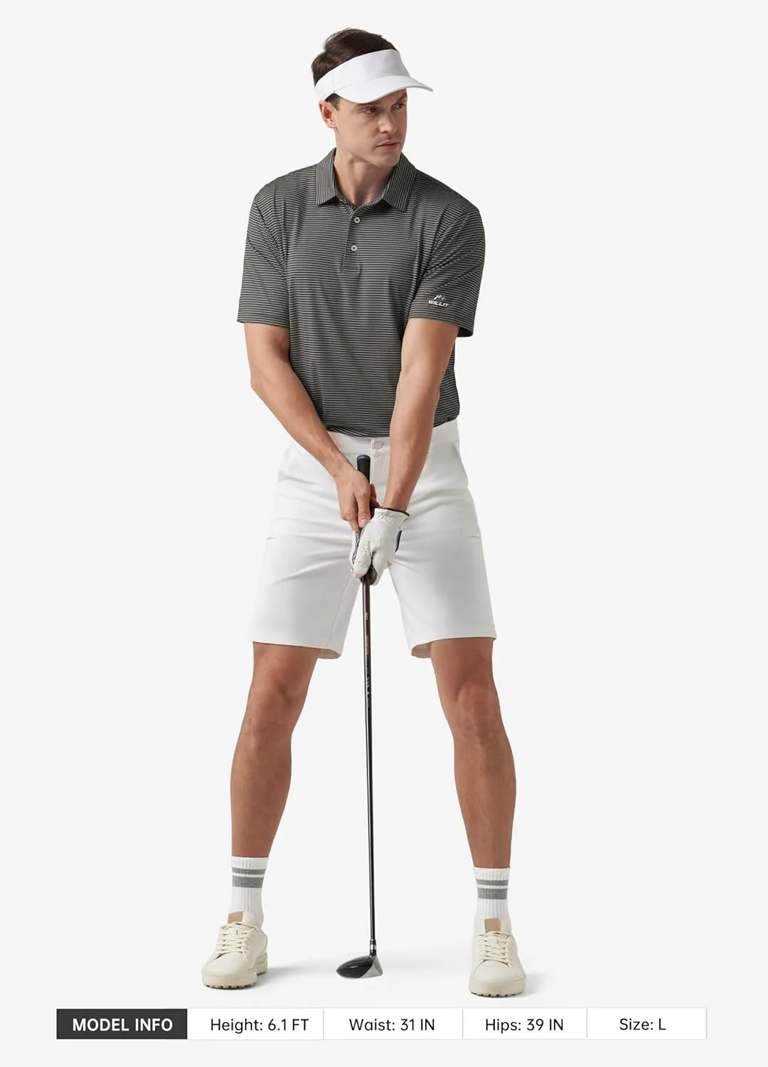 Willit Men's Golf Polo Shirts Short Sleeve Striped Performance Moisture Wicking