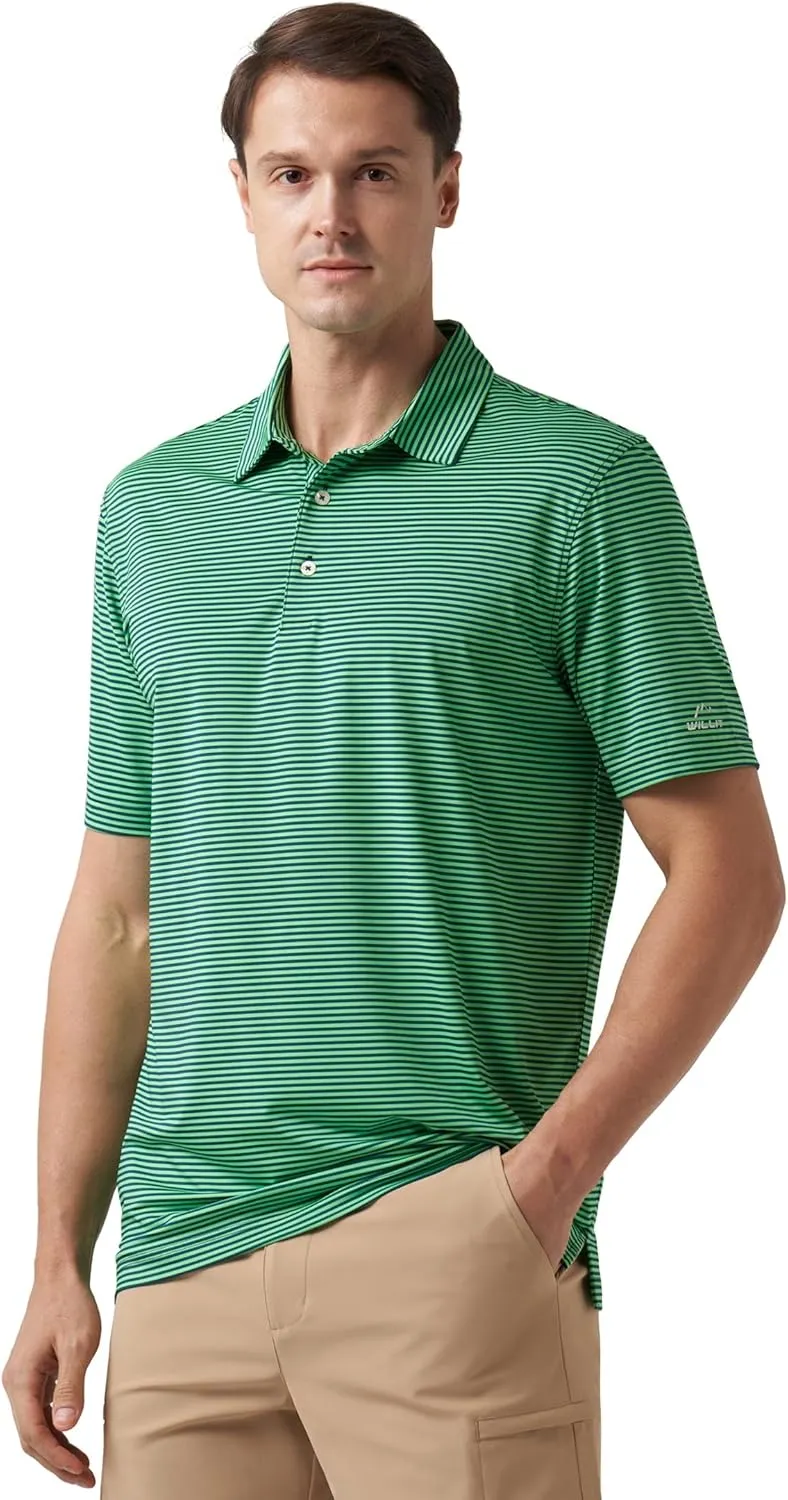 Willit Men's Golf Polo Shirts Short Sleeve Striped Performance Moisture Wicking
