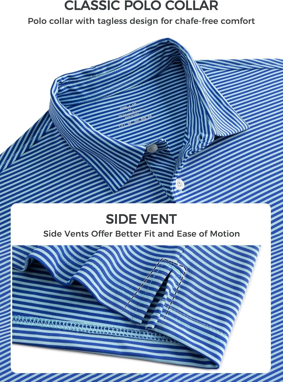 Willit Men's Golf Polo Shirts Short Sleeve Striped Performance Moisture Wicking