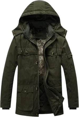 Winter Jacket Men Thicken Warm Cotton-Padded Fleece Jackets Men's Windbreaker Fur Hooded Parka Coats Snow Clothing