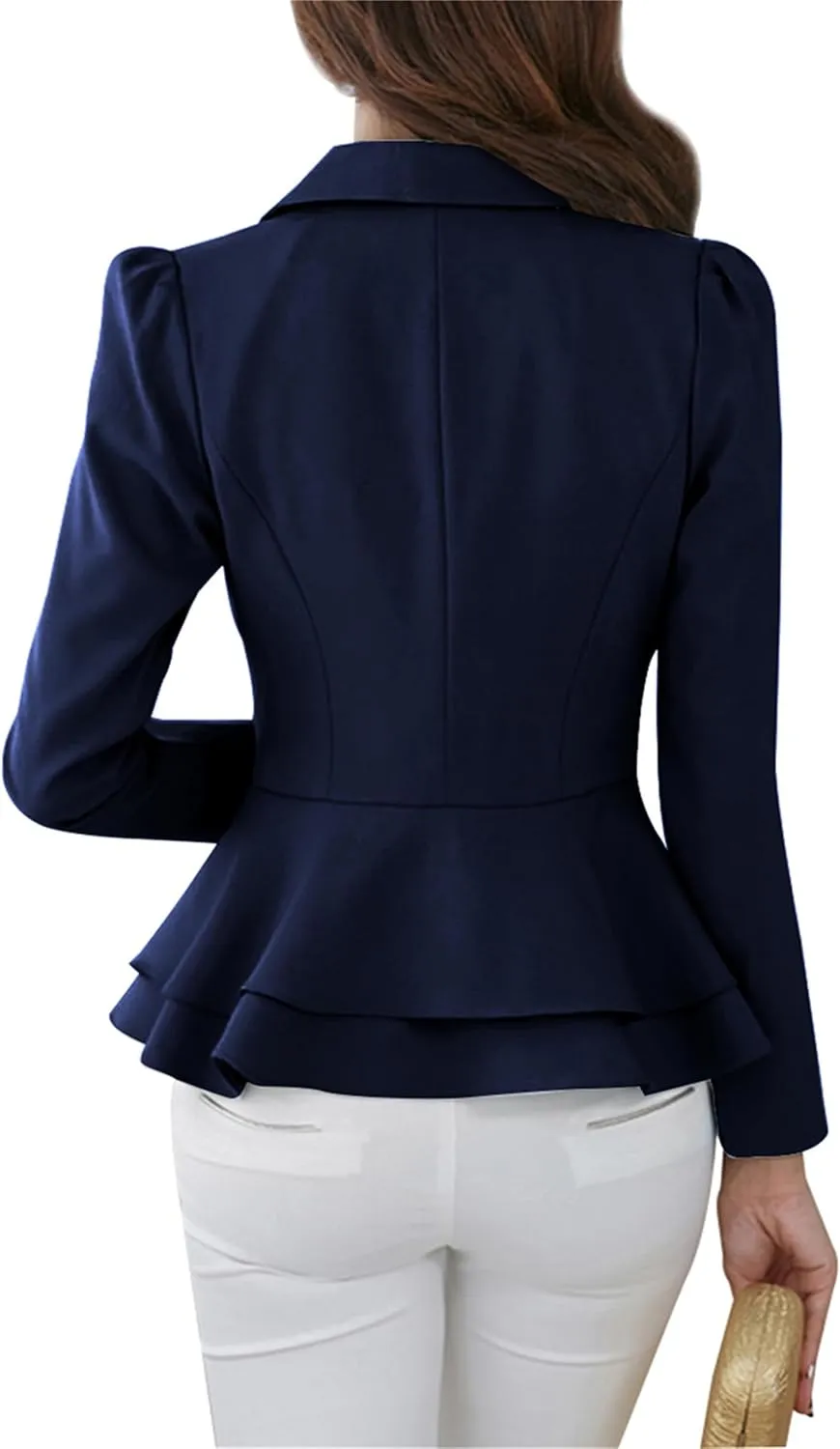 WIWIQS Women's Open Front Long Sleeve Work Office Jackets Blazer Lightweight Solid Color Slim Fit Blazers