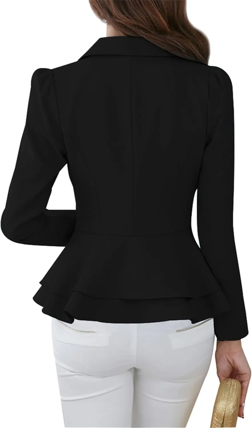 WIWIQS Women's Open Front Long Sleeve Work Office Jackets Blazer Lightweight Solid Color Slim Fit Blazers