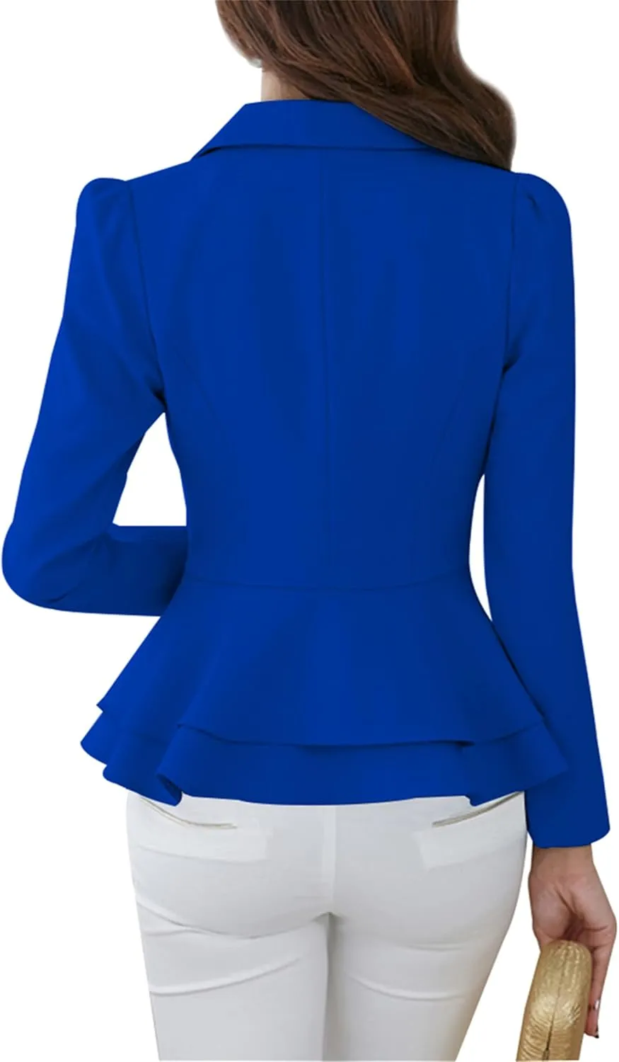 WIWIQS Women's Open Front Long Sleeve Work Office Jackets Blazer Lightweight Solid Color Slim Fit Blazers