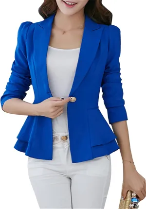 WIWIQS Women's Open Front Long Sleeve Work Office Jackets Blazer Lightweight Solid Color Slim Fit Blazers