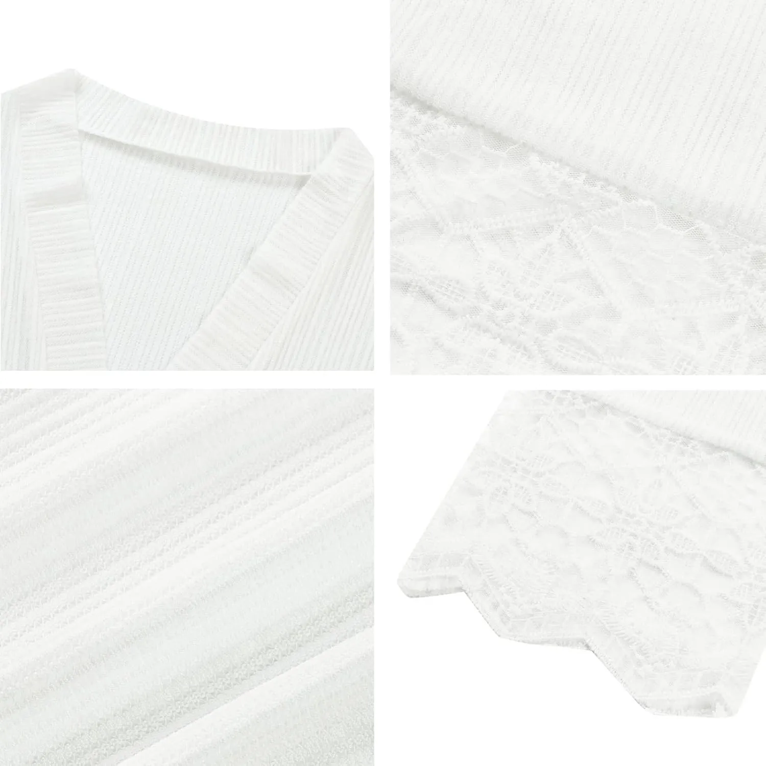 Women Casual Lace Crochet Cardigan Short Sleeve Sheer Cover Up Jacket Ruffle Open Front Blouse Tops Summer Kimono Cardigans