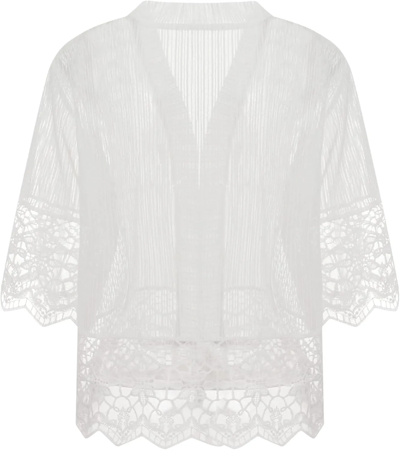 Women Casual Lace Crochet Cardigan Short Sleeve Sheer Cover Up Jacket Ruffle Open Front Blouse Tops Summer Kimono Cardigans