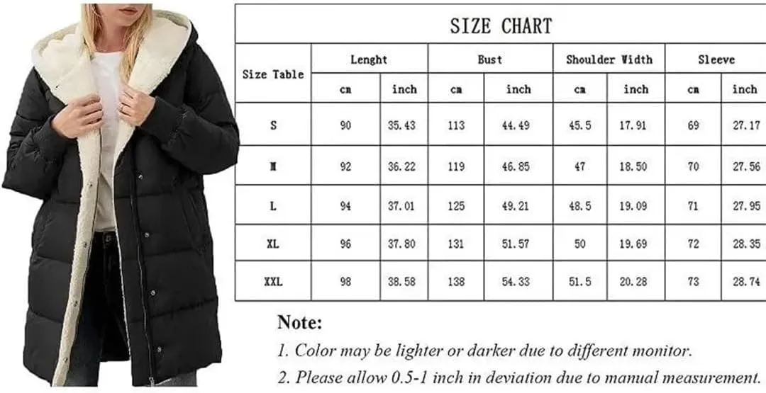 Women Fleece Parkas Winter Coats Hooded Cotton-Padded Long-Sleeved Jackets Double-Sided fleece Slim-Fit Cardigan Jacket Coats