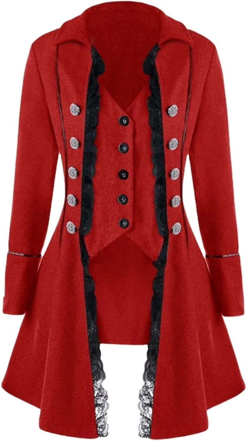 Women Renaissance Steampunk Jacket - Medieval Halloween Costumes Gothic Victorian Pirate Tailcoat Frock Coat