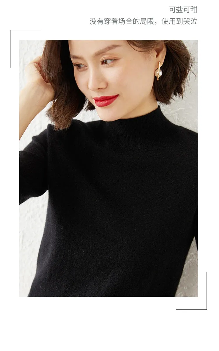 Women Sweater Long Sleeve Knitwear Warm Autumn Winter Bottoming Shirt Slim Fit Pullovers Fashion Korean Jumpers Pull Sweates