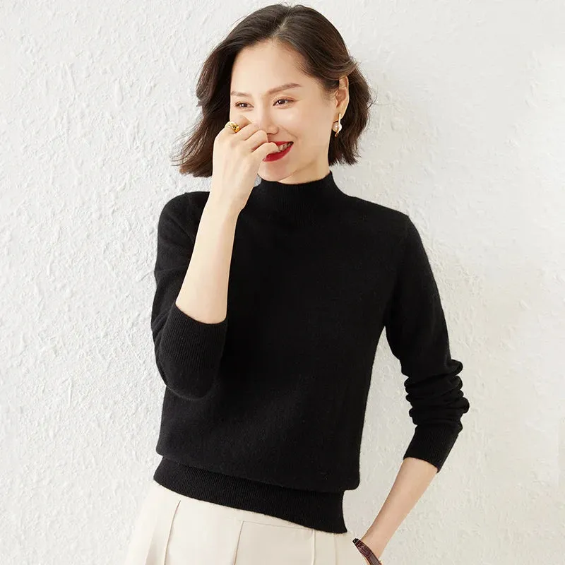 Women Sweater Long Sleeve Knitwear Warm Autumn Winter Bottoming Shirt Slim Fit Pullovers Fashion Korean Jumpers Pull Sweates