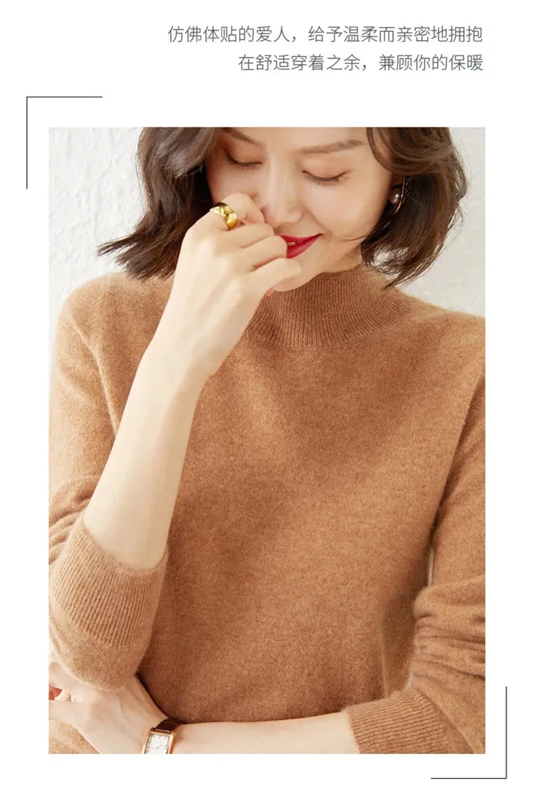 Women Sweater Long Sleeve Knitwear Warm Autumn Winter Bottoming Shirt Slim Fit Pullovers Fashion Korean Jumpers Pull Sweates